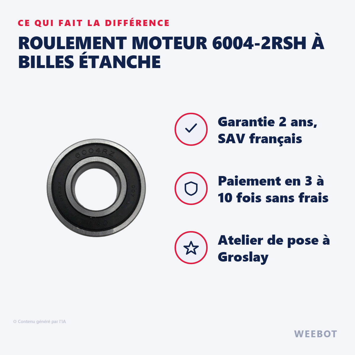 Roulement Moteur 6004-2RSH à Billes Étanche : les points forts