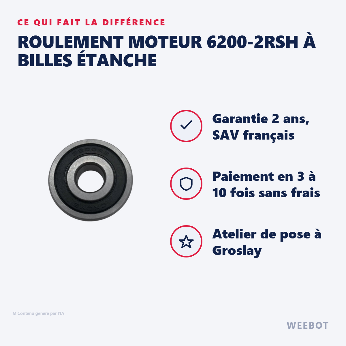 Roulement Moteur 6200-2RSH à Billes Étanche : les points forts