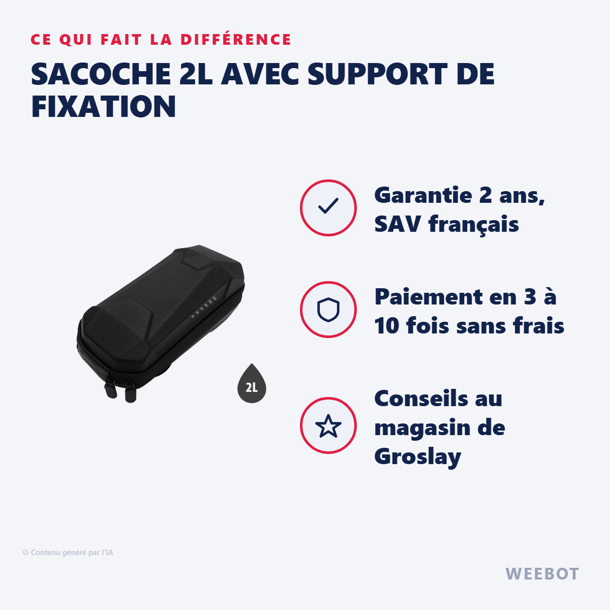 Sacoche 2L avec Support de Fixation : les points forts