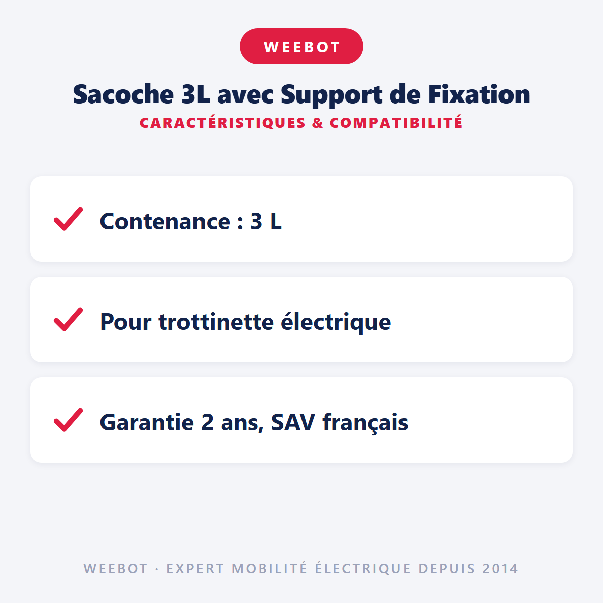 Sacoche 3L avec Support de Fixation : caractéristiques et compatibilité