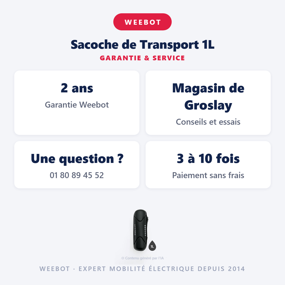 Sacoche de Transport 1L : garantie 2 ans et service après-vente