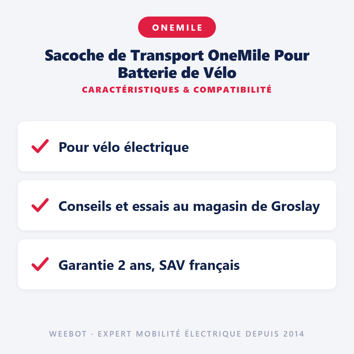 Sacoche de Transport OneMile Pour Batterie de Vélo : caractéristiques et compatibilité
