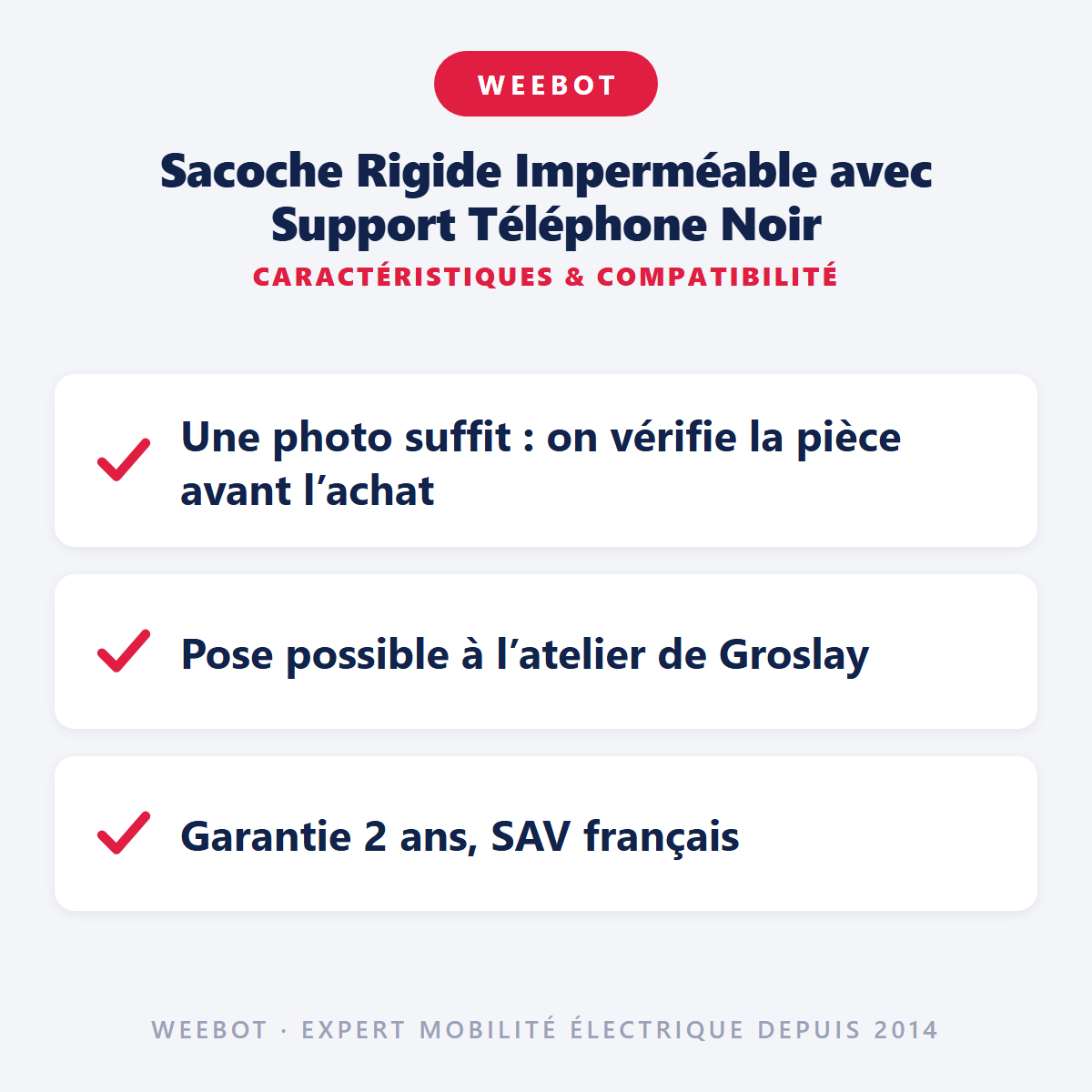 Sacoche Rigide Imperméable avec Support Téléphone Noir : caractéristiques et compatibilité