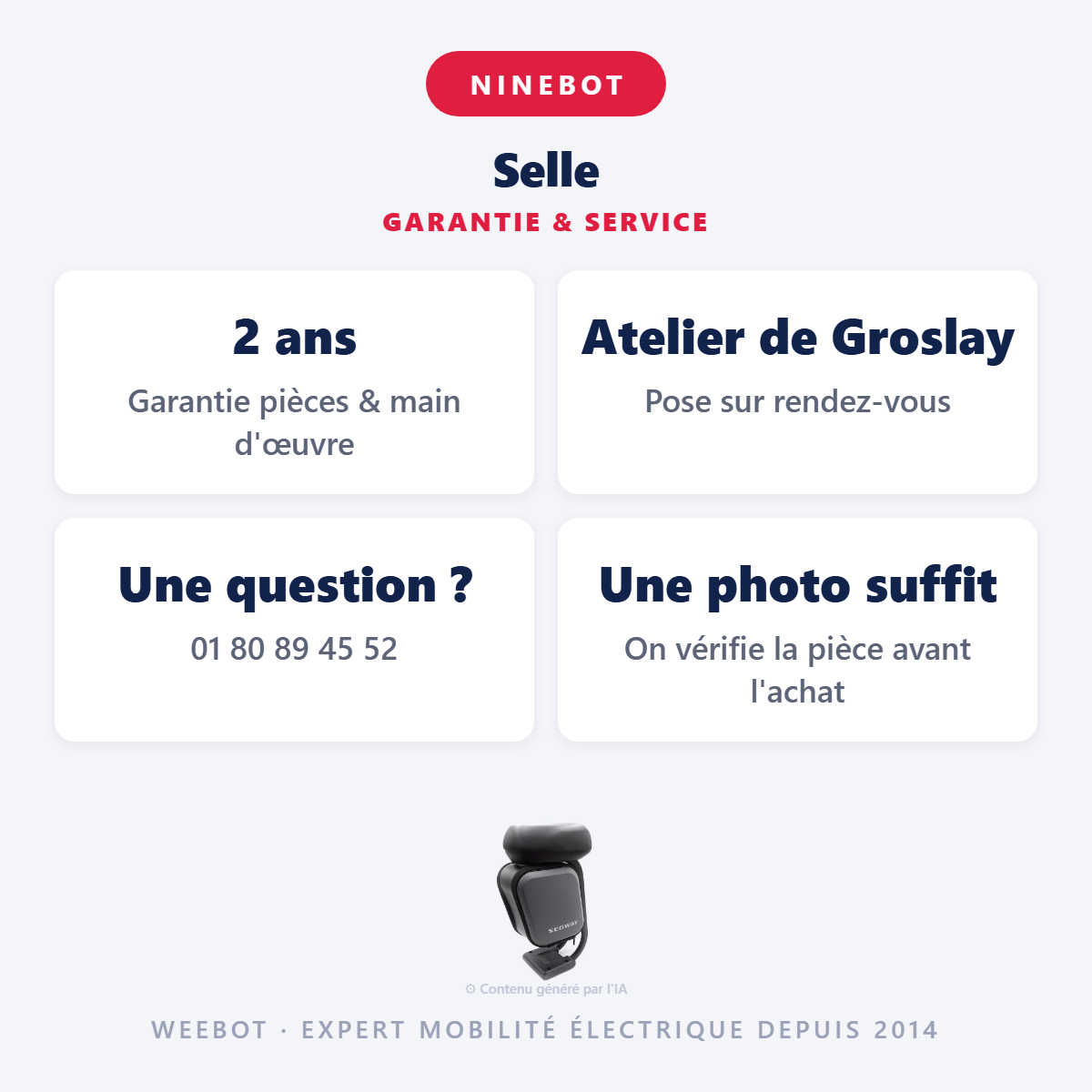 Selle : garantie 2 ans et service après-vente
