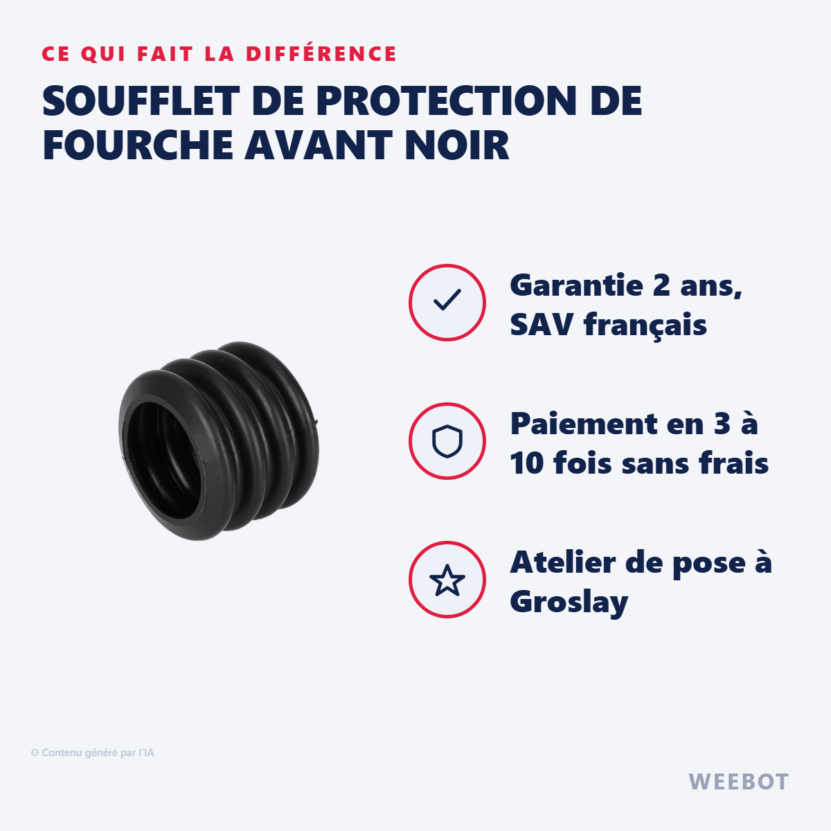 Soufflet de Protection de Fourche Avant Noir : les points forts