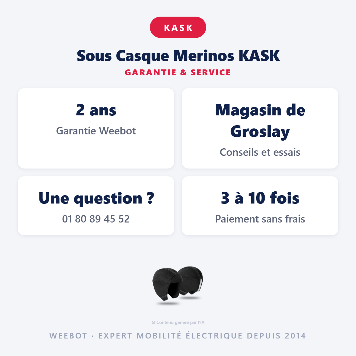 Sous Casque Merinos KASK : garantie 2 ans et service après-vente