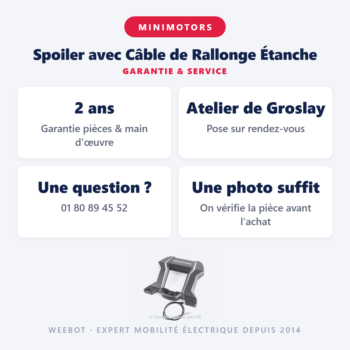 Spoiler avec Câble de Rallonge Étanche : garantie 2 ans et service après-vente