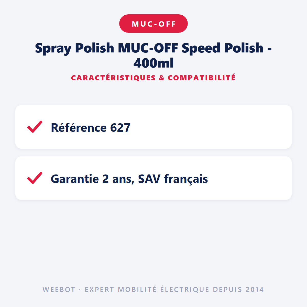 Spray Polish MUC-OFF Speed Polish - 400ml : caractéristiques et compatibilité