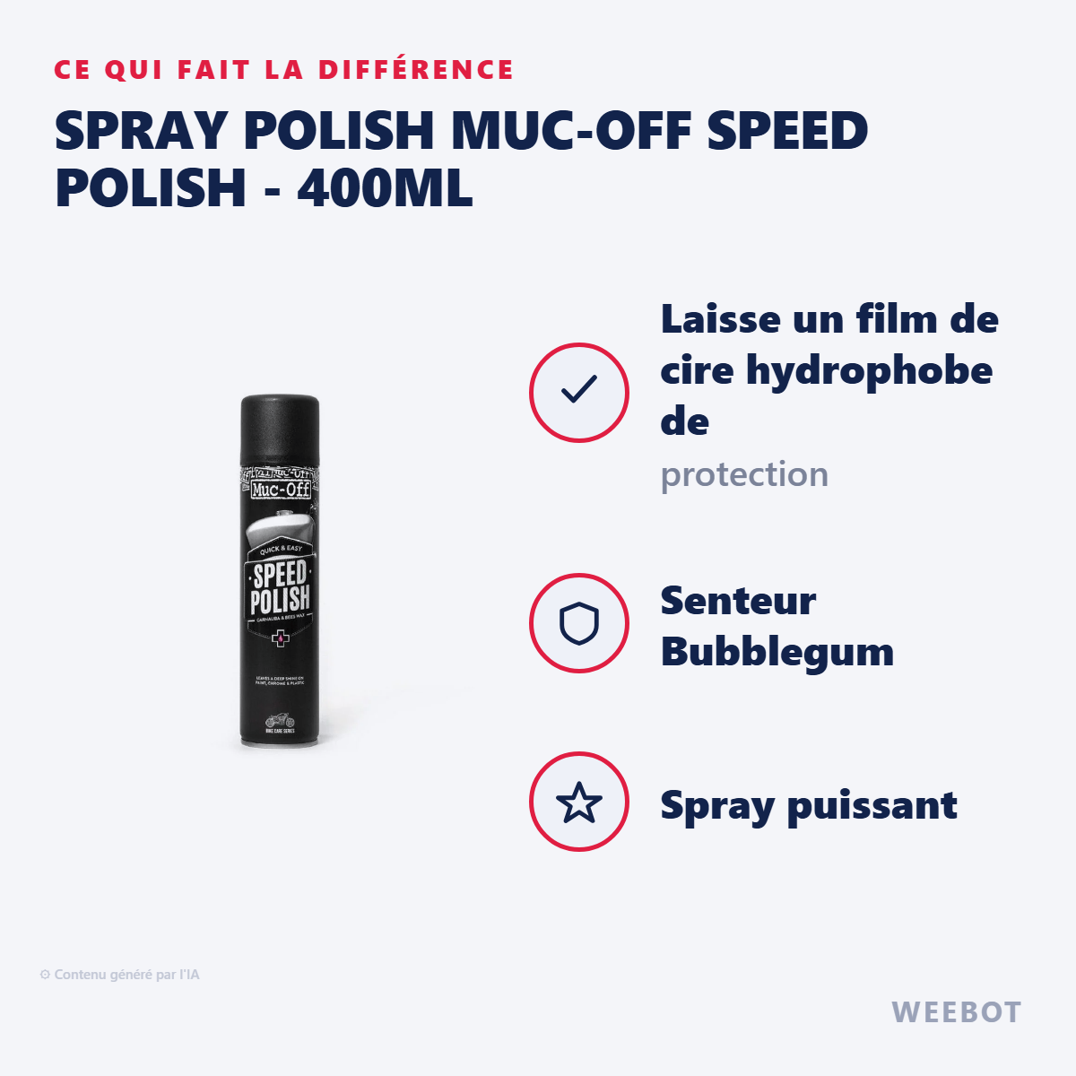 Spray Polish MUC-OFF Speed Polish - 400ml : les points forts