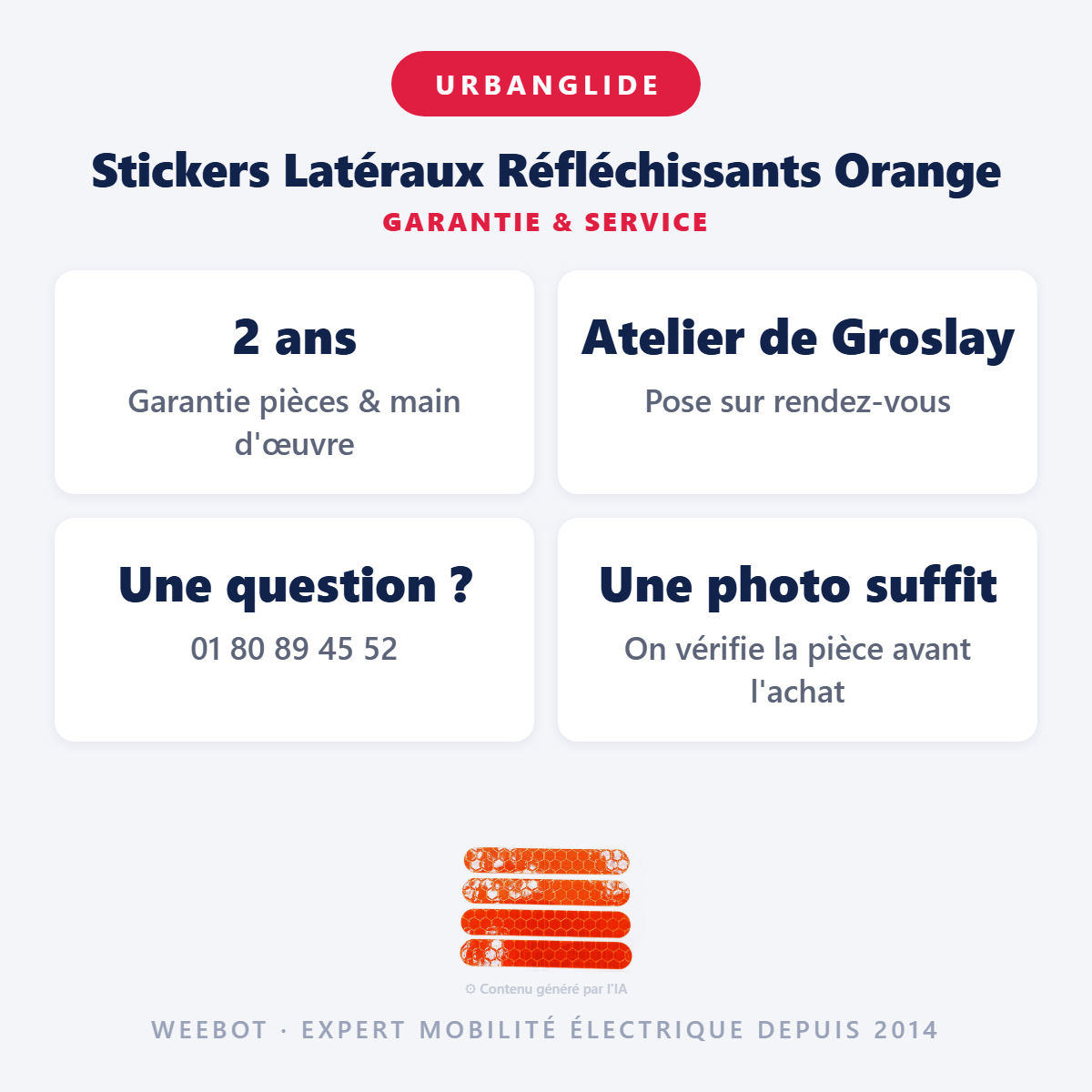 Stickers Latéraux Réfléchissants Orange : garantie 2 ans et service après-vente