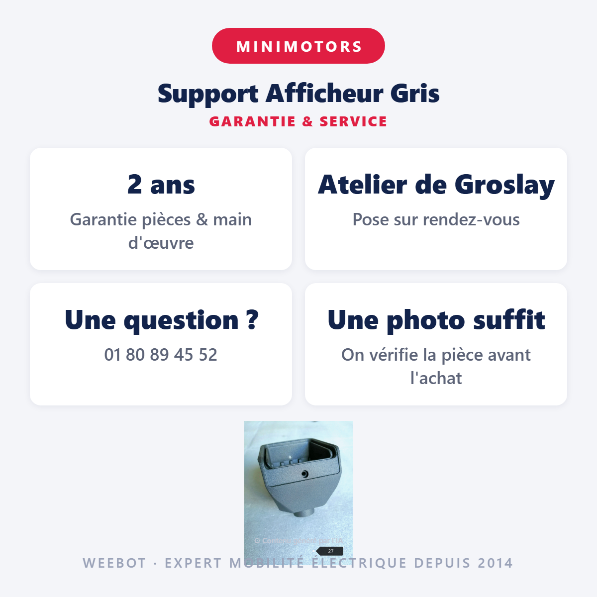 Support Afficheur Gris : garantie 2 ans et service après-vente