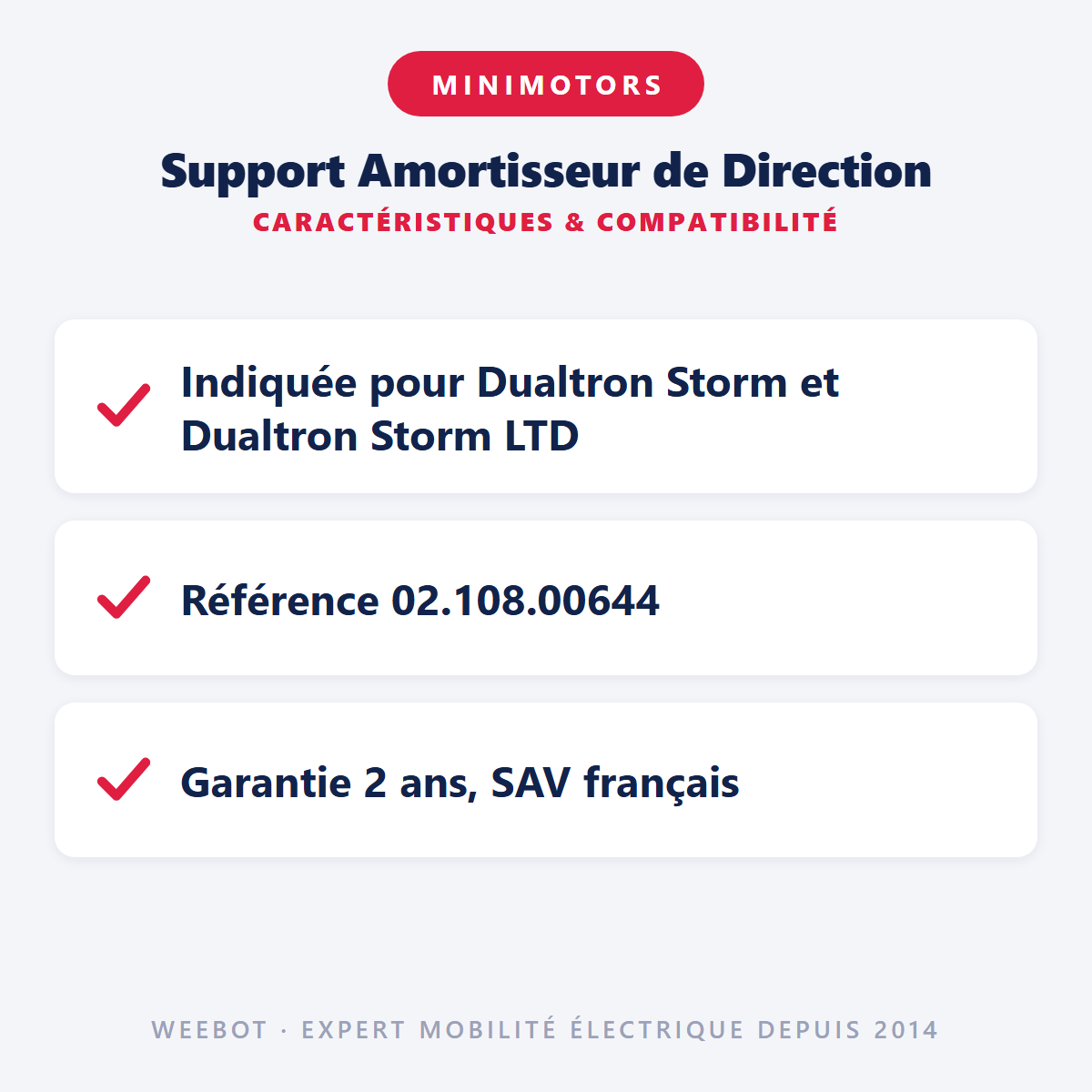 Support Amortisseur de Direction : caractéristiques et compatibilité