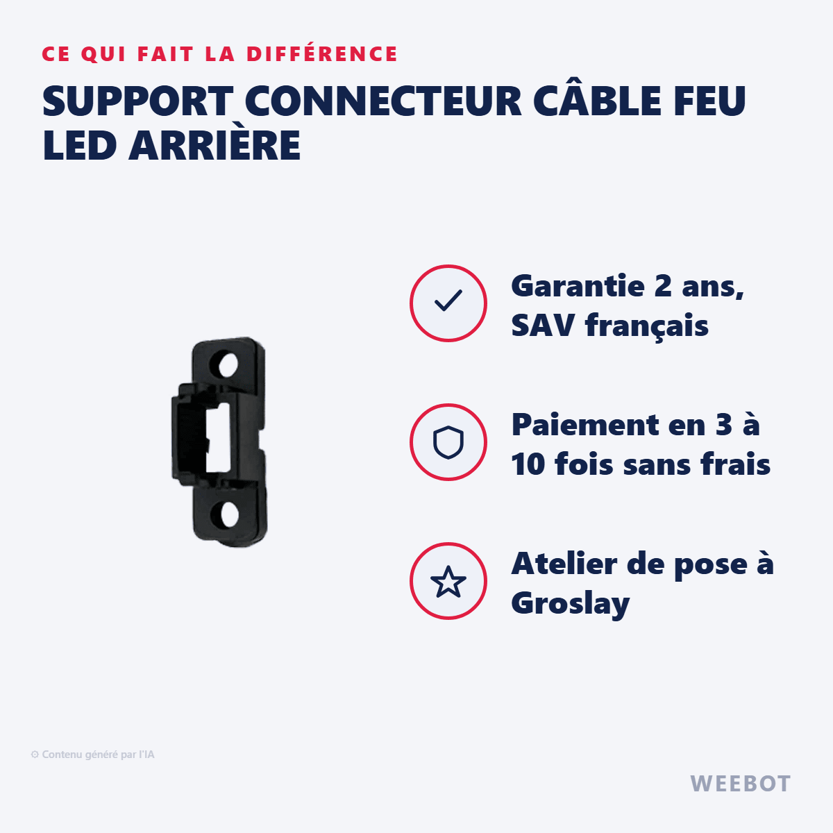 Support Connecteur Câble Feu LED Arrière Pour Trottinette Électrique Xiaomi M365 & Pro - Weebot