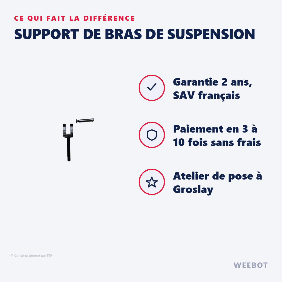Support de Bras de Suspension pour Trottinette Electrique Teverun Tetra - Weebot