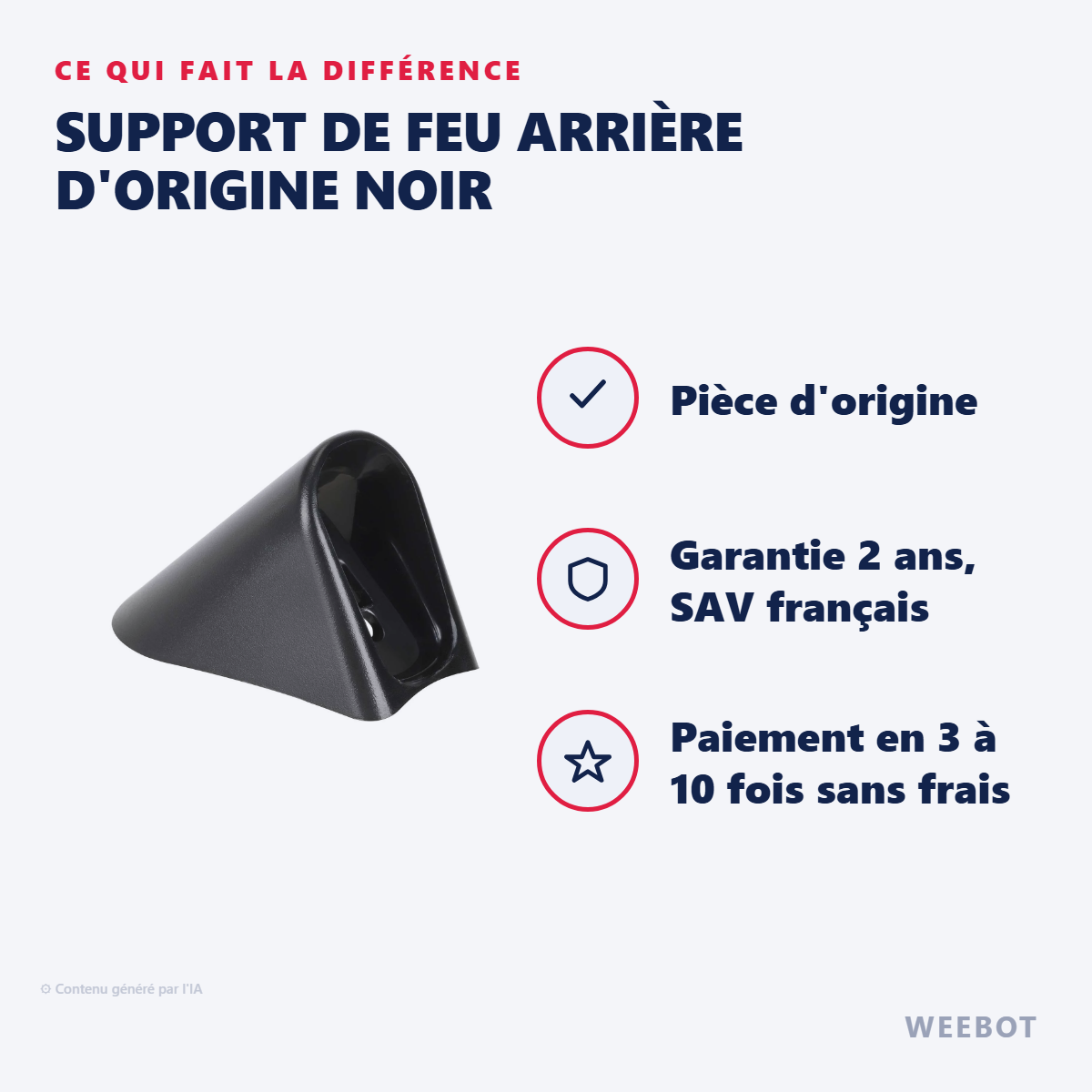 Support de Feu Arrière d'Origine Noir : les points forts