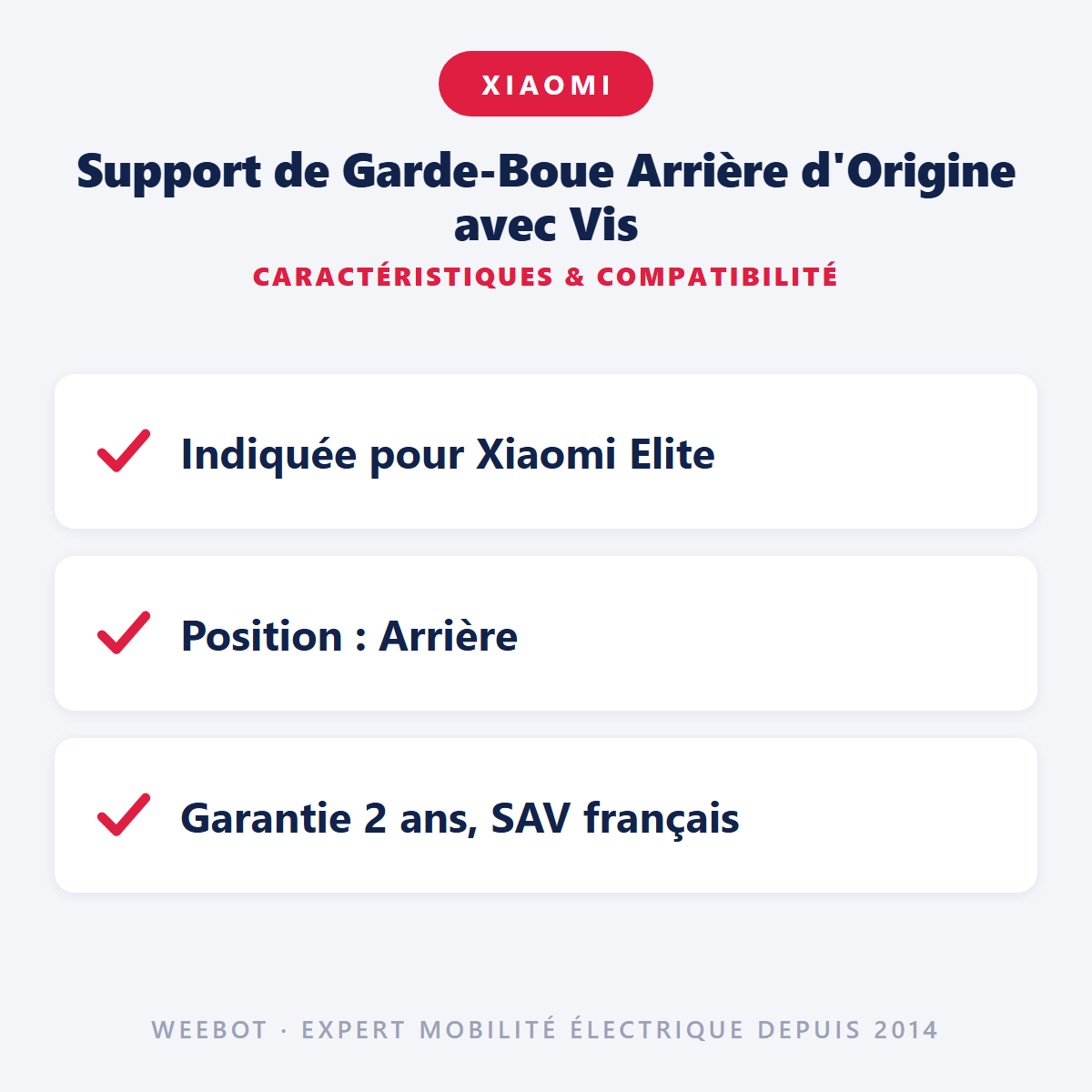 Support de Garde-Boue Arrière d'Origine avec Vis : caractéristiques et compatibilité