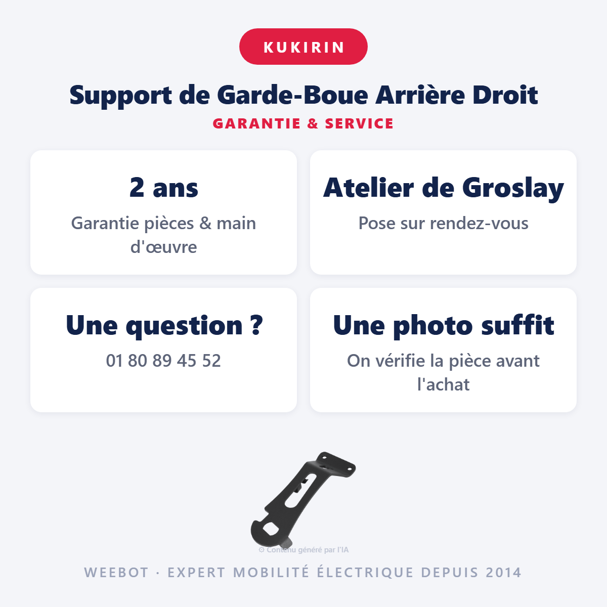 Support de Garde-Boue Arrière Droit : garantie 2 ans et service après-vente