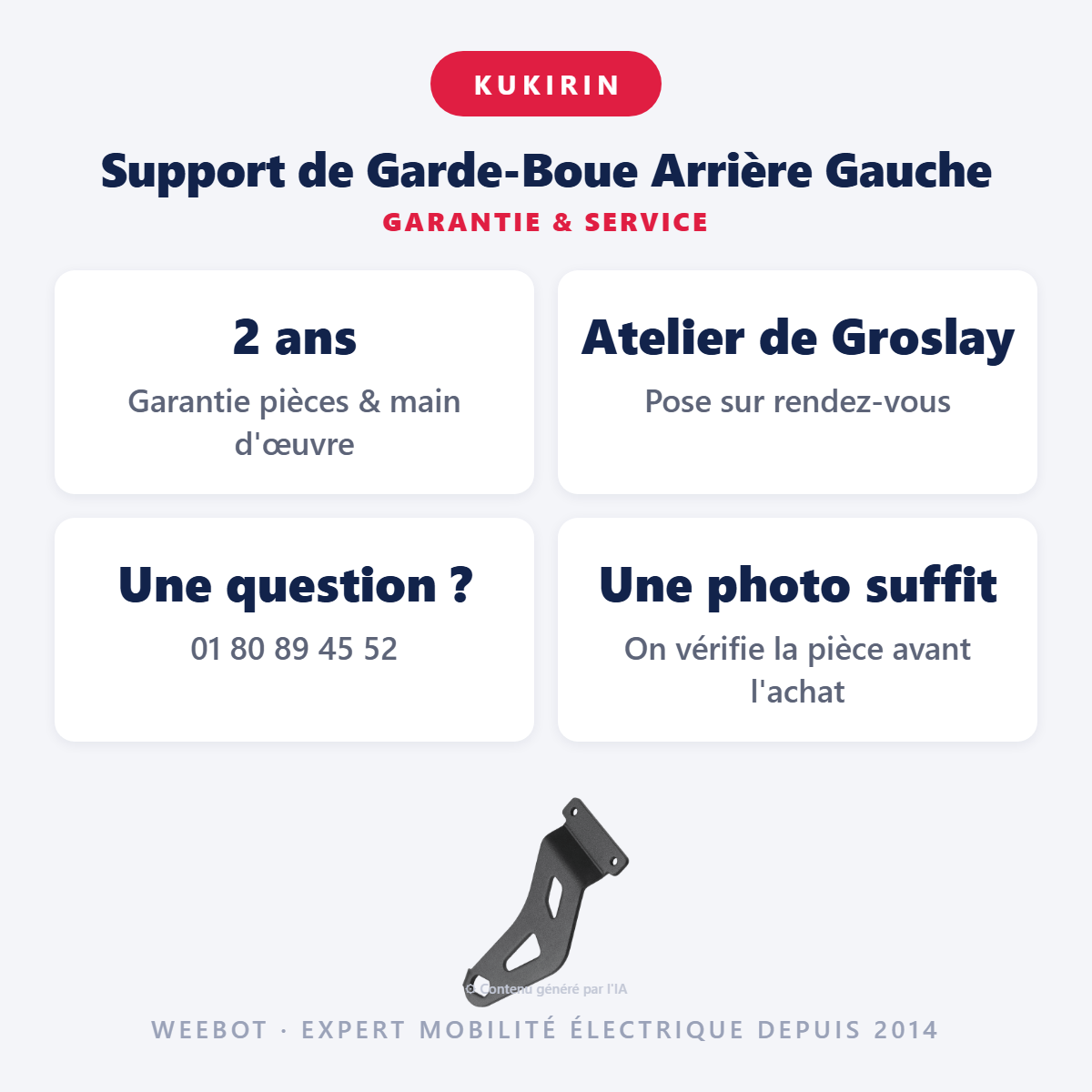 Support de Garde-Boue Arrière Gauche : garantie 2 ans et service après-vente