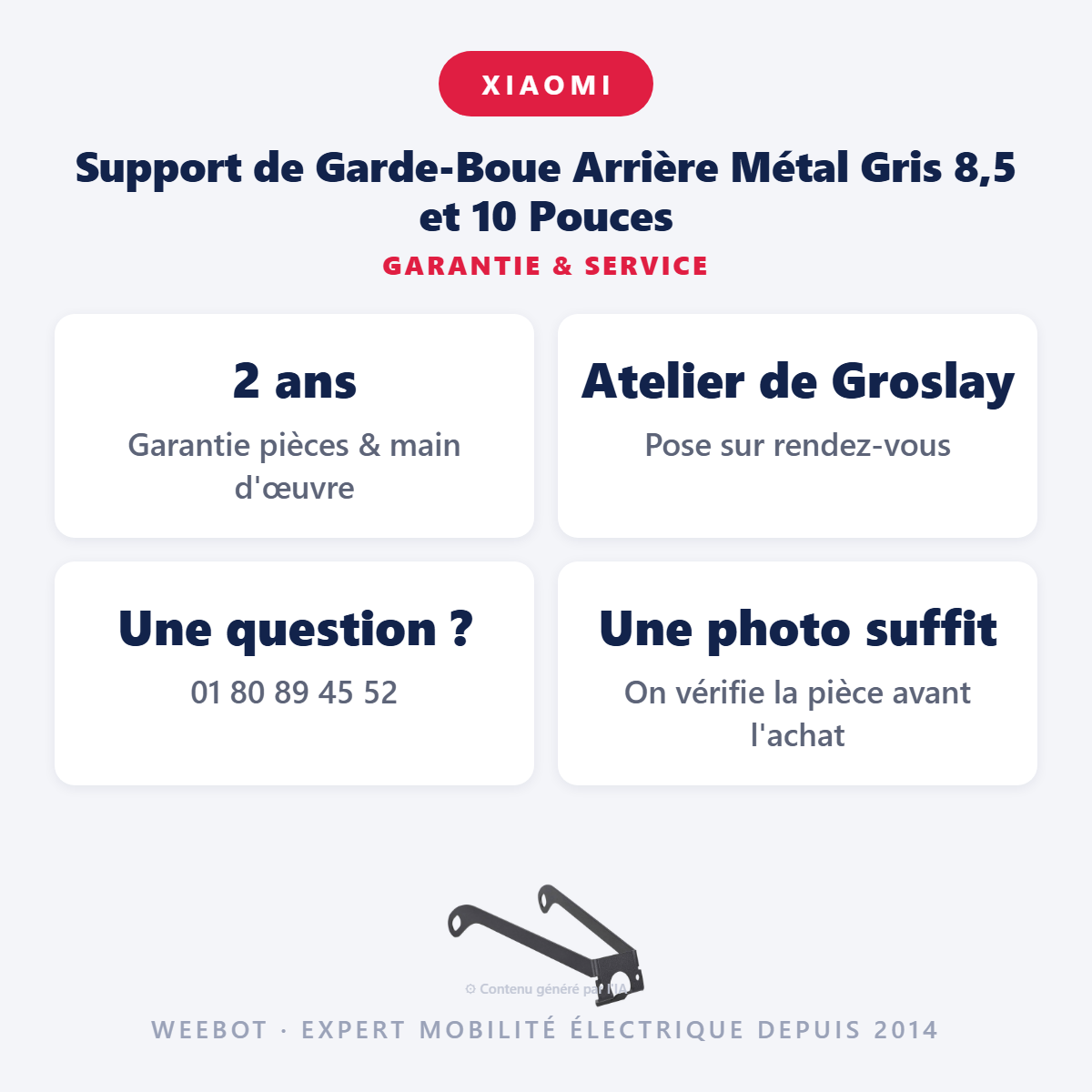 Support de Garde-Boue Arrière Métal Gris 8,5 et 10 Pouces : garantie 2 ans et service après-vente