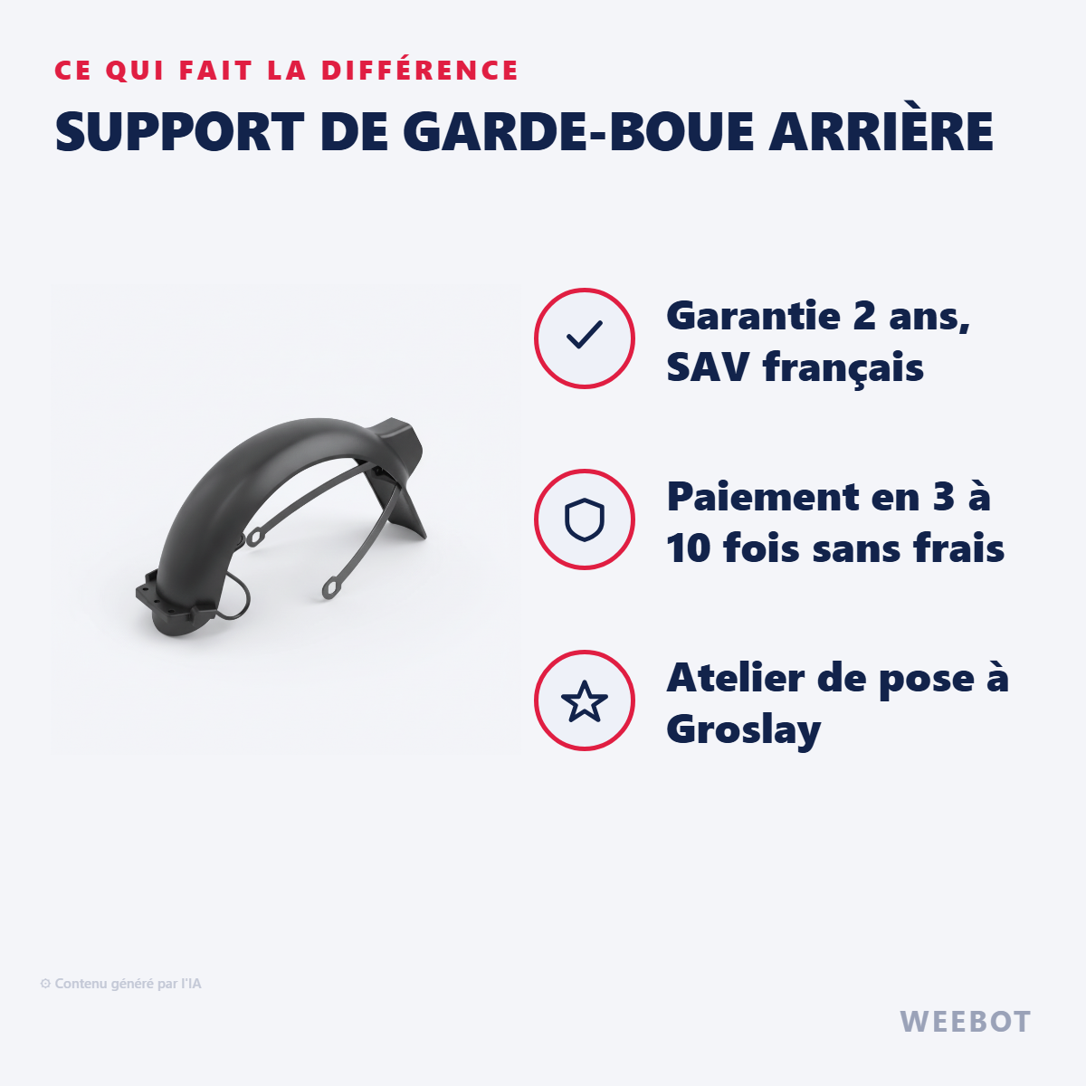 Support de Garde-Boue Arrière : les points forts