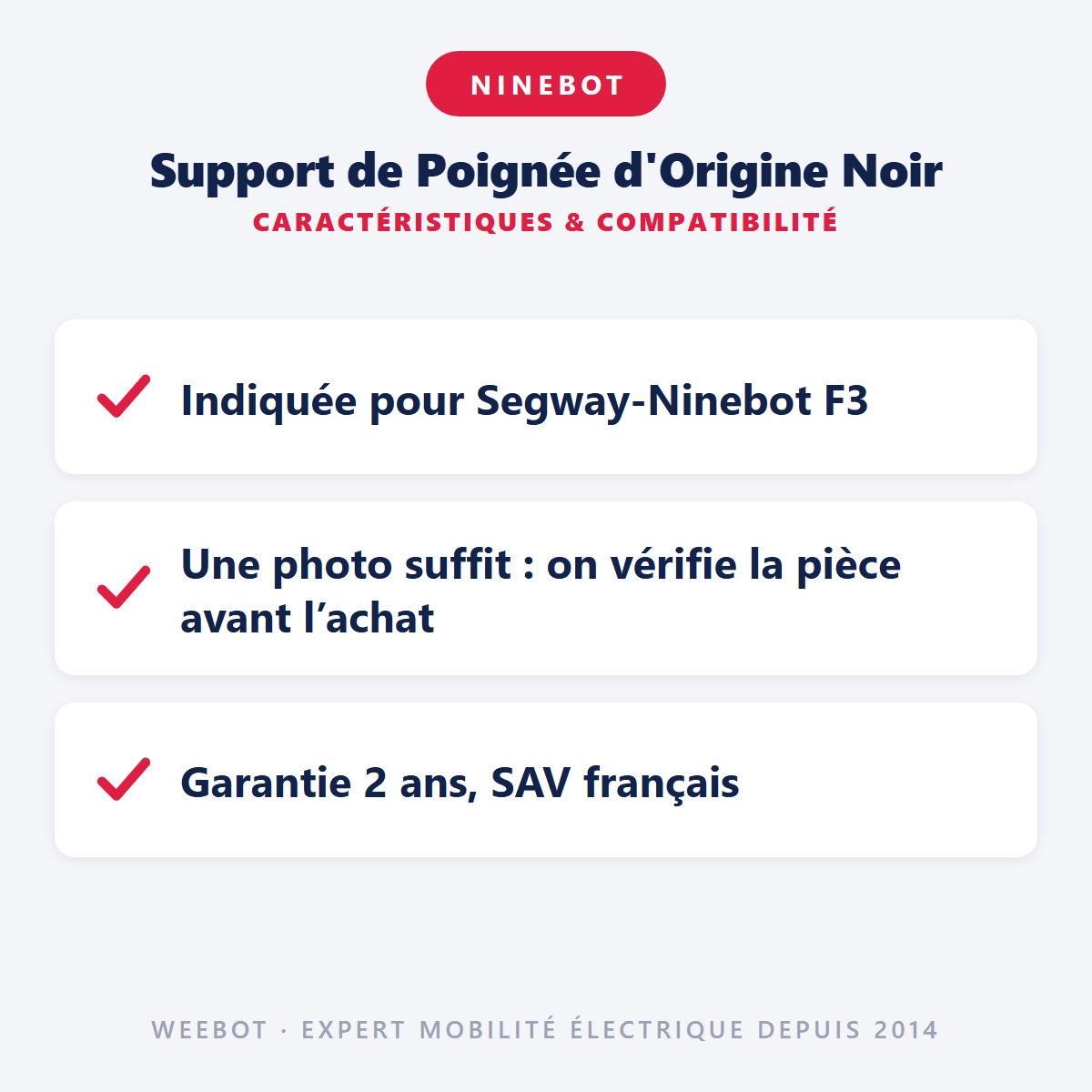 Support de Poignée d'Origine Noir : caractéristiques et compatibilité