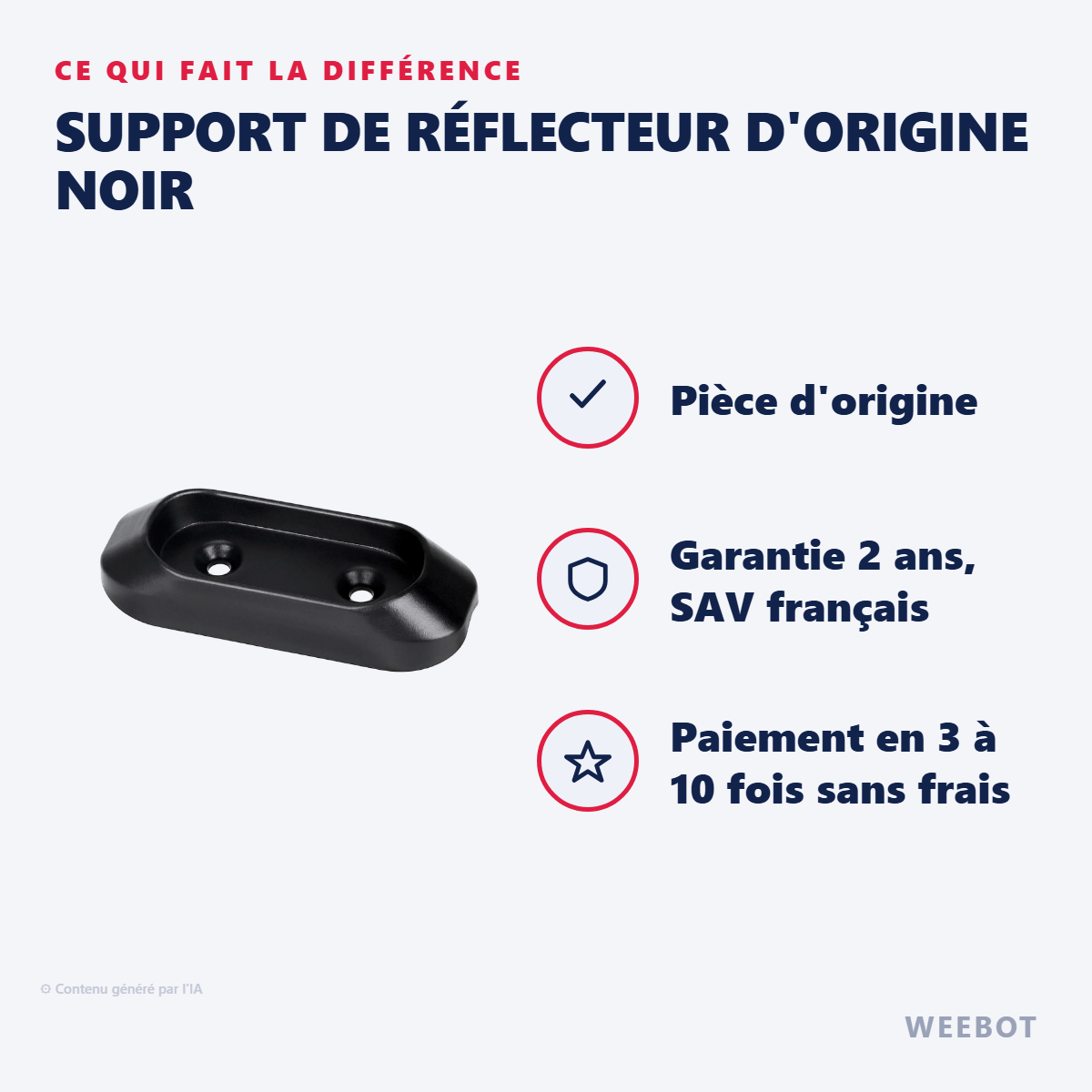 Support de Réflecteur d'Origine Noir : les points forts
