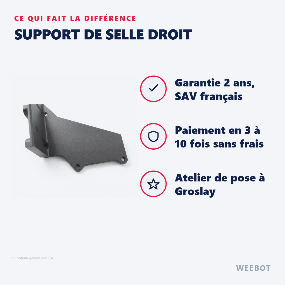 Support de Selle Droit : les points forts