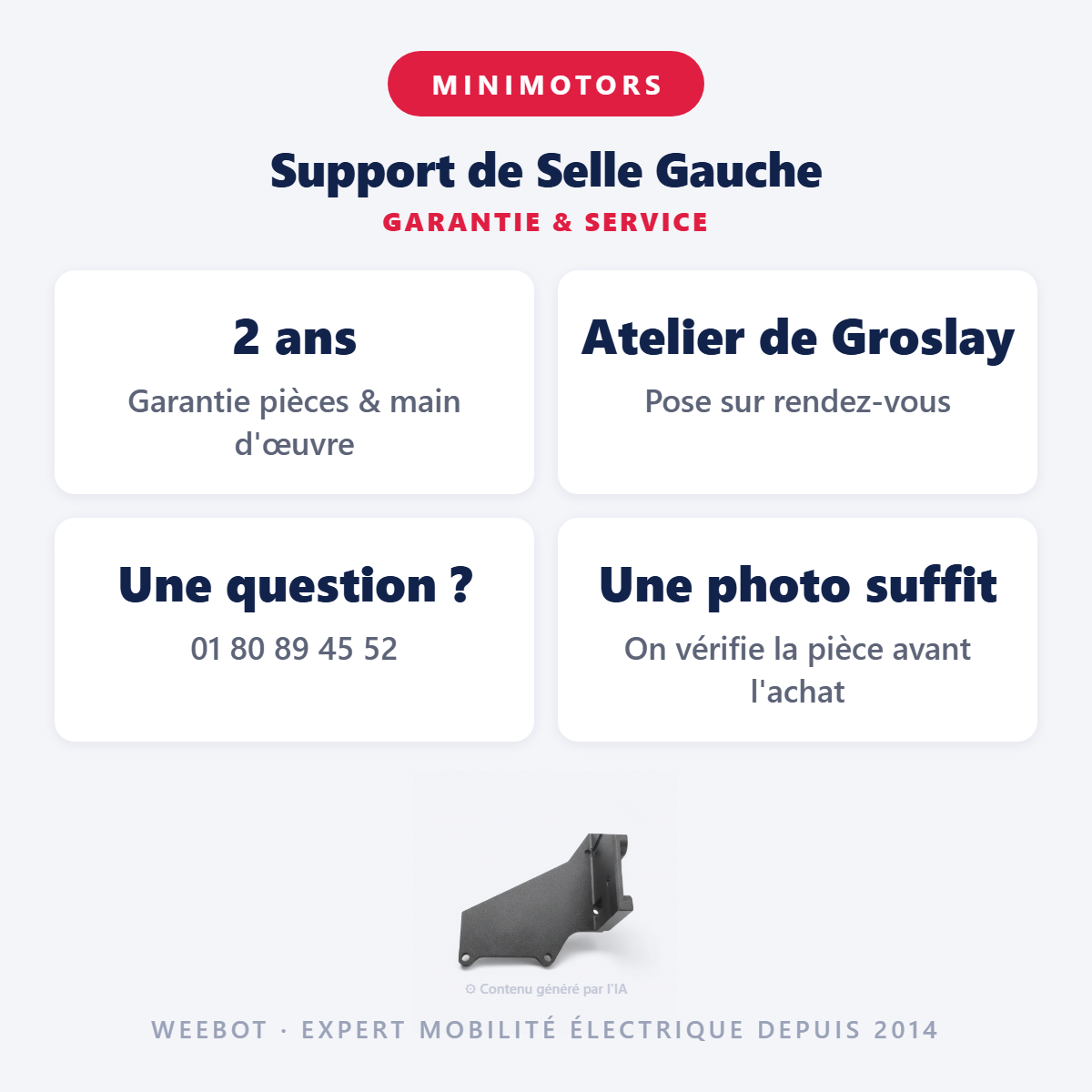 Support de Selle Gauche : garantie 2 ans et service après-vente