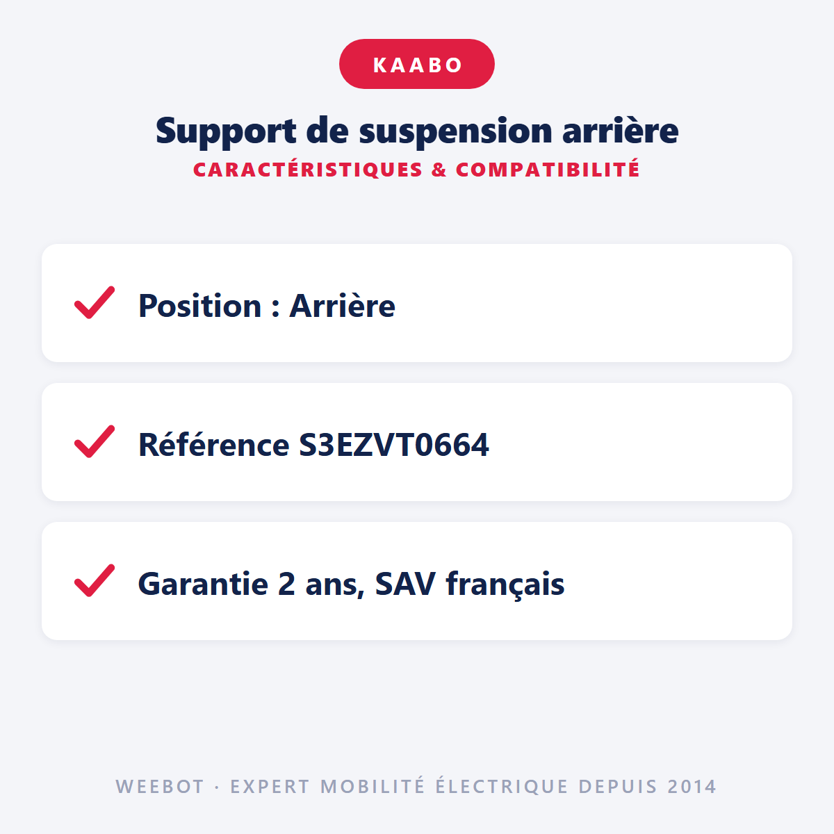 Support de suspension arrière : caractéristiques et compatibilité