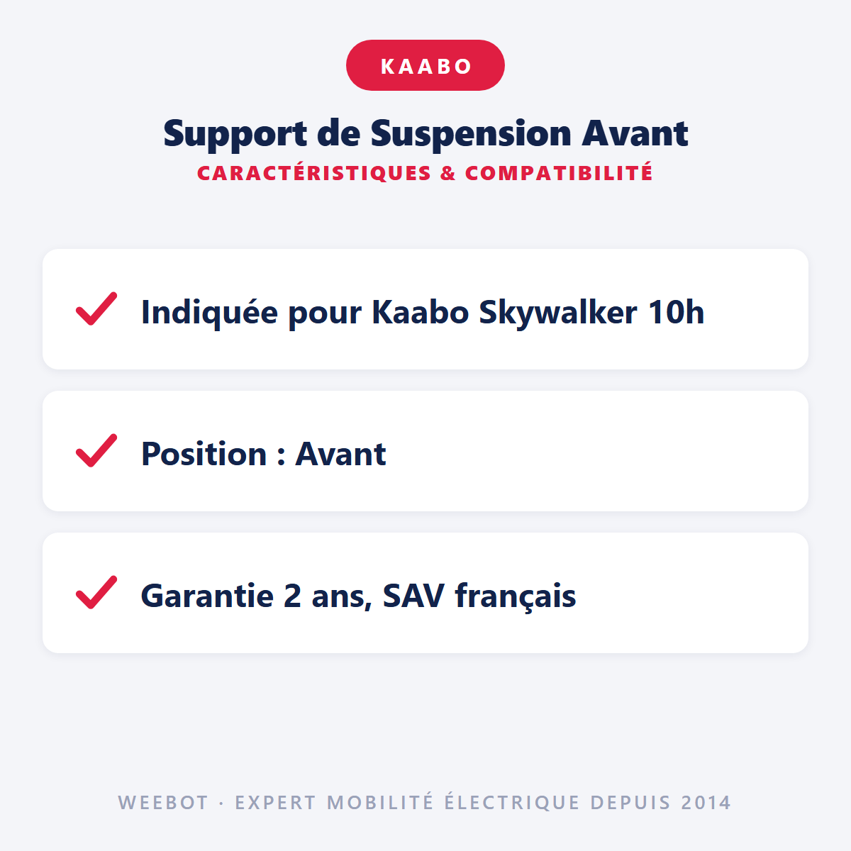 Support de Suspension Avant : caractéristiques et compatibilité