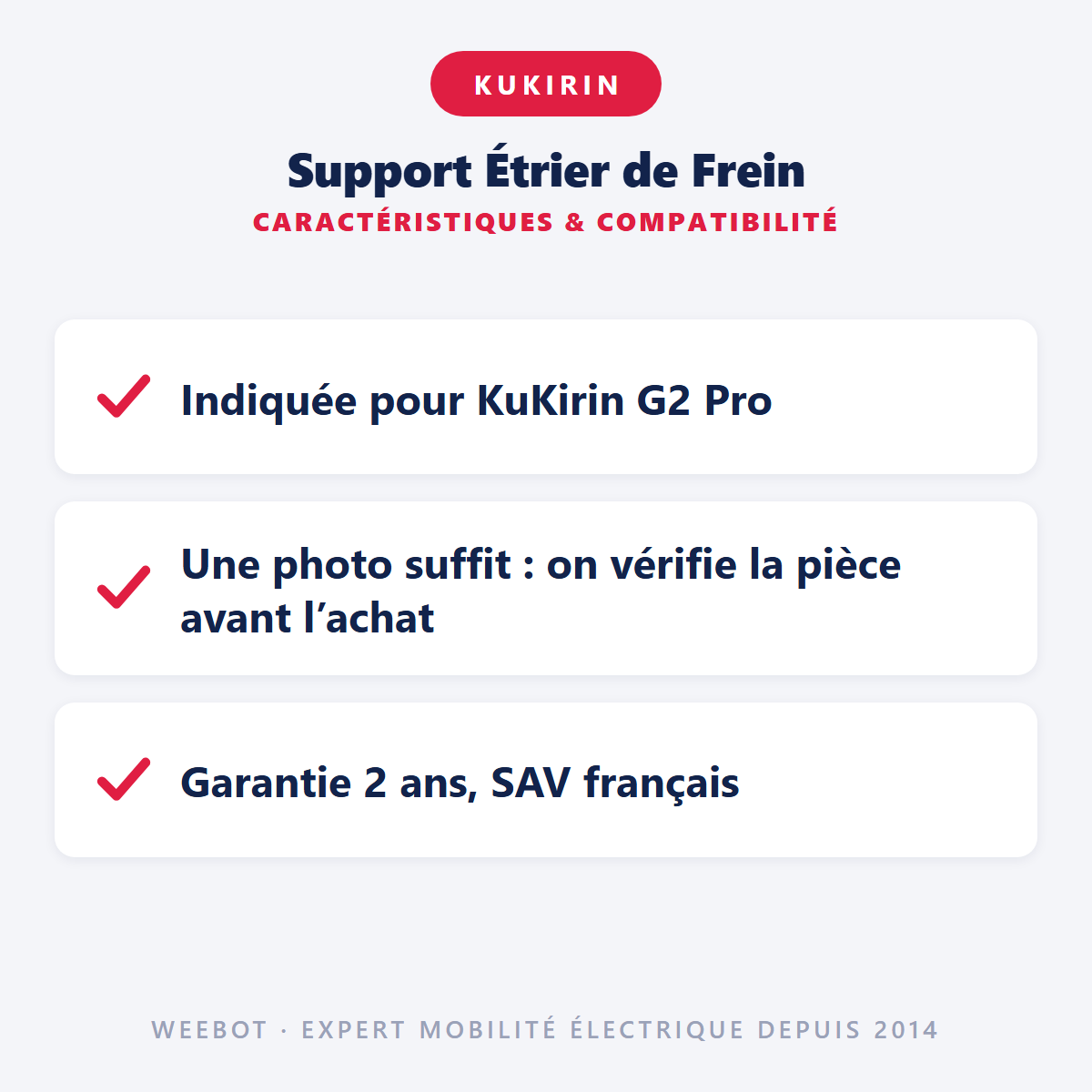 Support Étrier de Frein pour Trottinette Électrique Kukirin G2 Pro - Weebot