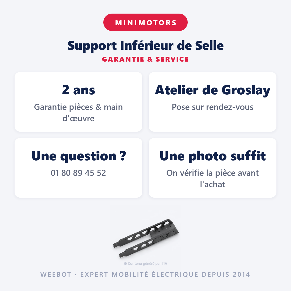 Support Inférieur de Selle : garantie 2 ans et service après-vente