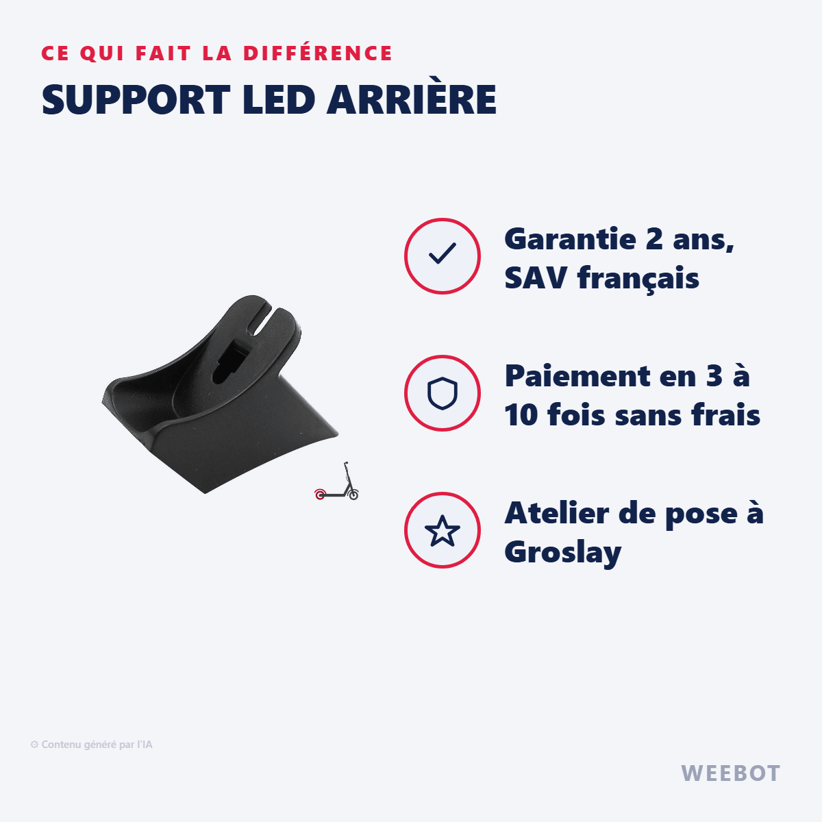 Support LED Arrière Pour Trottinette Électrique Ocean Drive X9 - Weebot