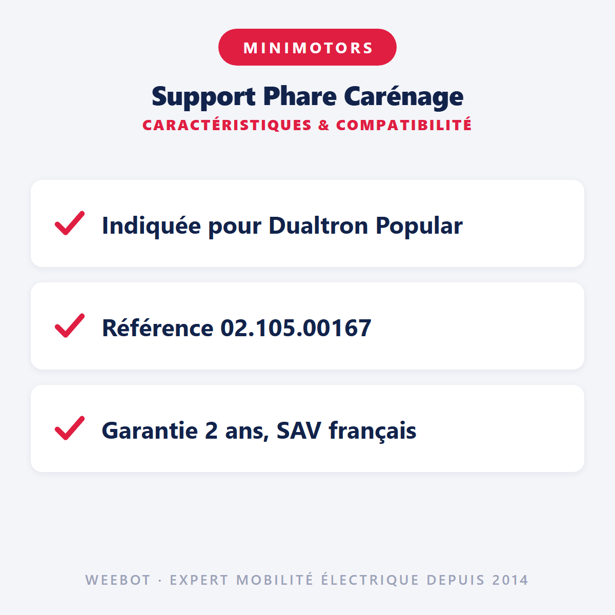 Support Phare Carénage pour Trottinette Electrique Dualtron Popular - Weebot