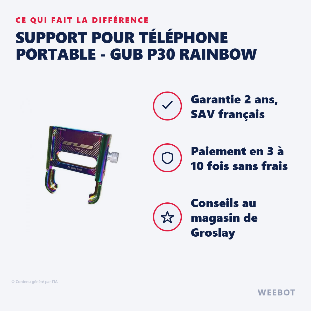 Support Pour Téléphone Portable - GUB P30 Rainbow : les points forts