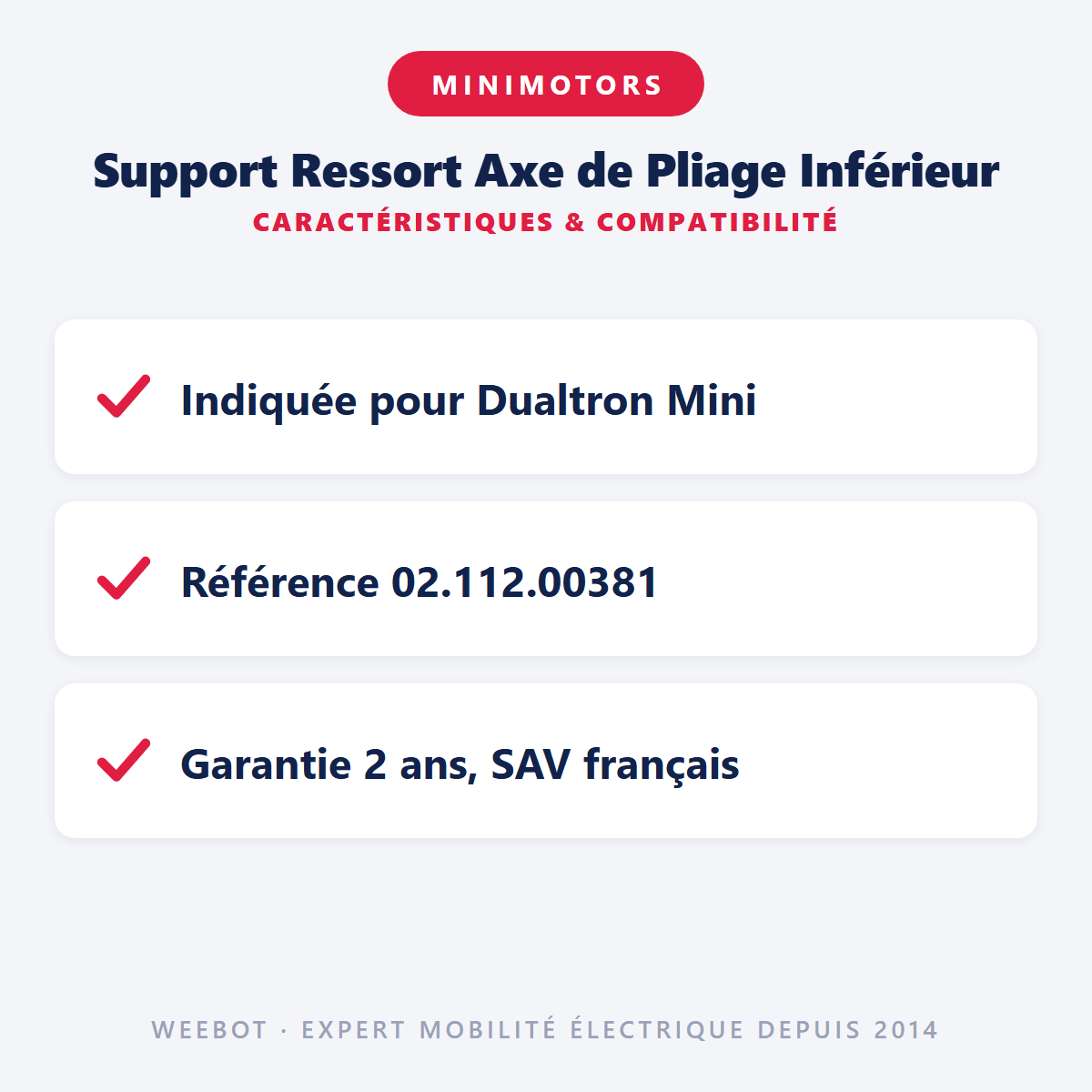Support Ressort Axe de Pliage Inférieur pour Trottinette Électrique Minimotors Dualtron Mini - Weebot
