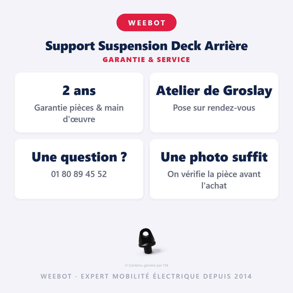 Support Suspension Deck Arrière pour Trottinette Electrique Weebot Anoki X - Weebot