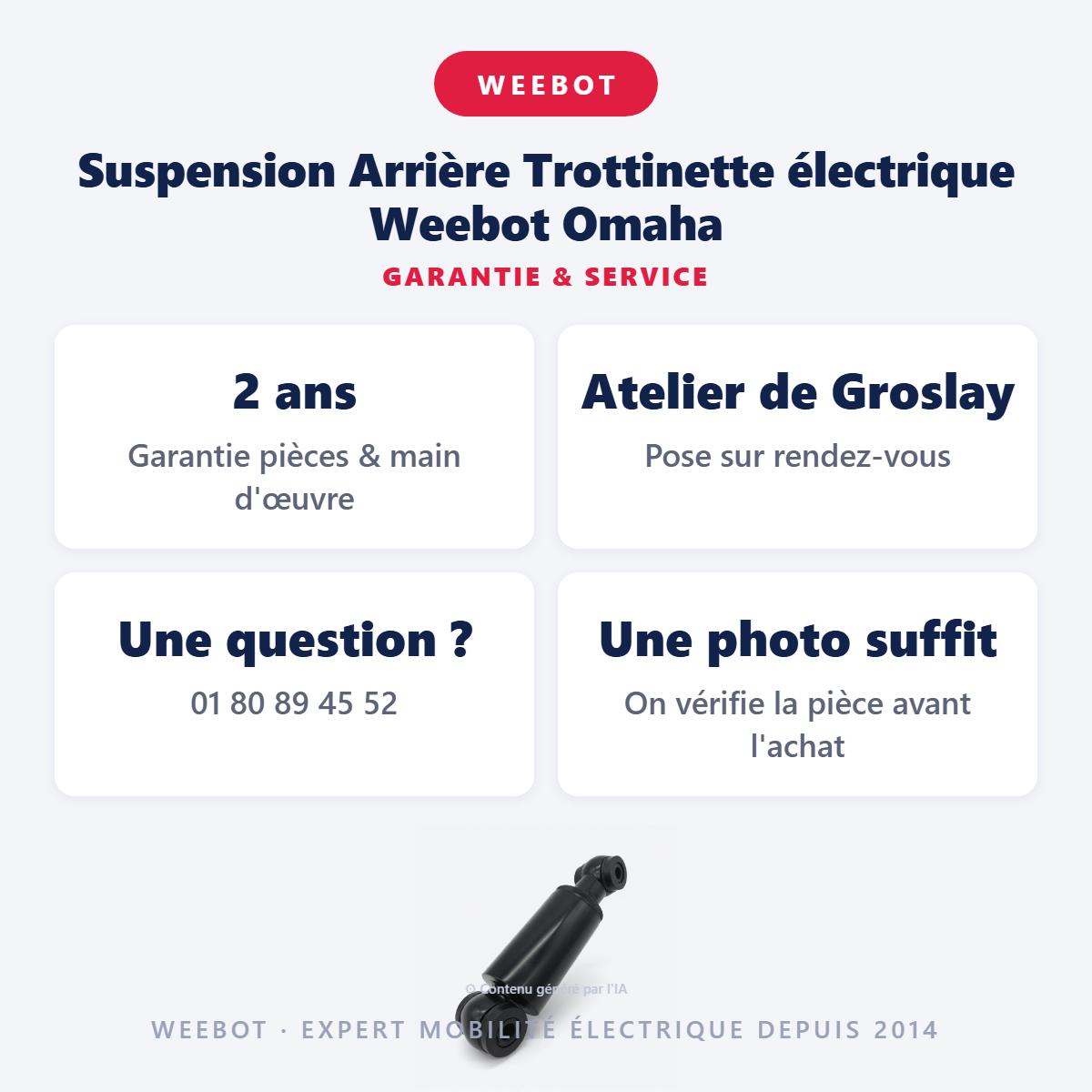 Suspension Arrière Trottinette électrique Weebot Omaha : garantie 2 ans et service après-vente