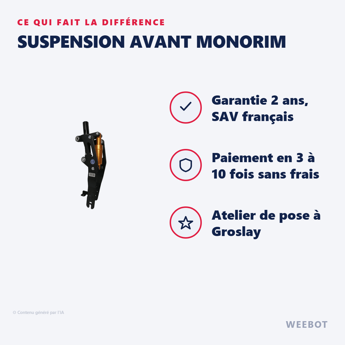 Suspension Avant Monorim pour Trottinette Électrique Ninebot G30 - Weebot
