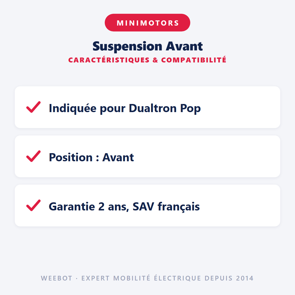 Suspension Avant pour Trottinette Electrique Dualtron Pop - Weebot