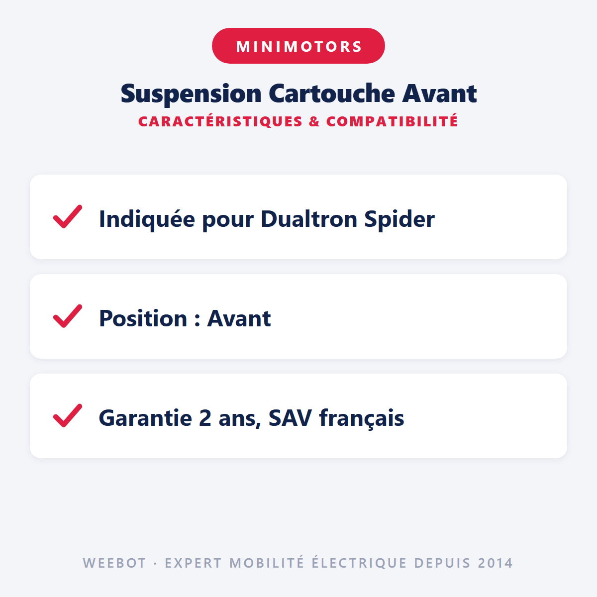 Suspension Cartouche Avant pour Trottinette Électrique Dualtron Spider et Raptor 2 - Weebot