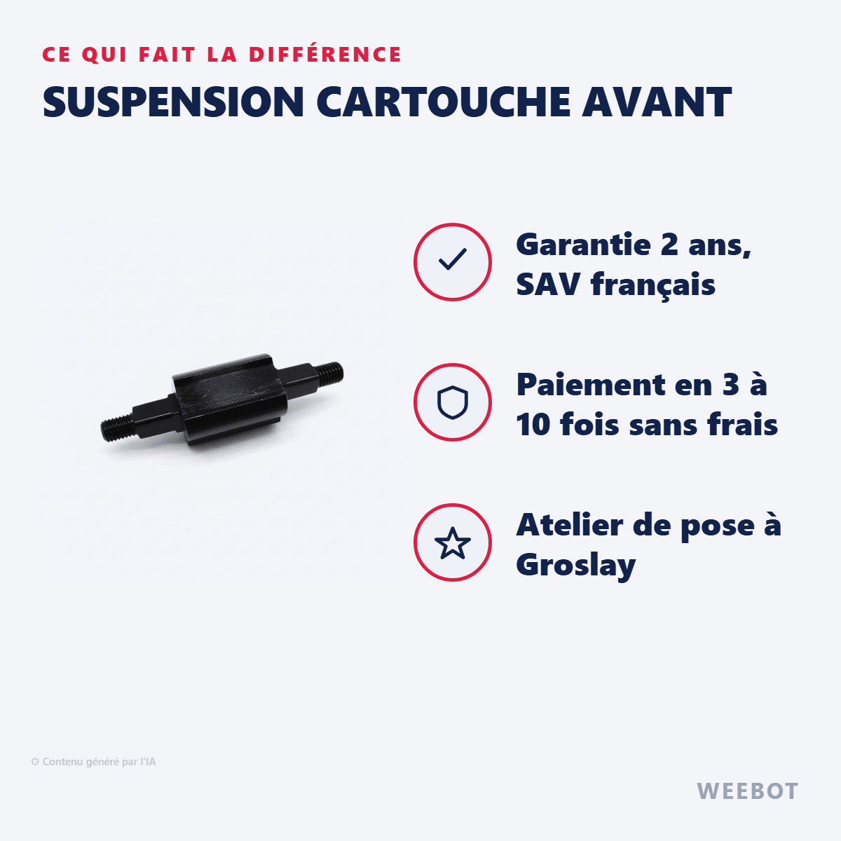Suspension Cartouche Avant pour Trottinette Électrique Dualtron Spider et Raptor 2 - Weebot