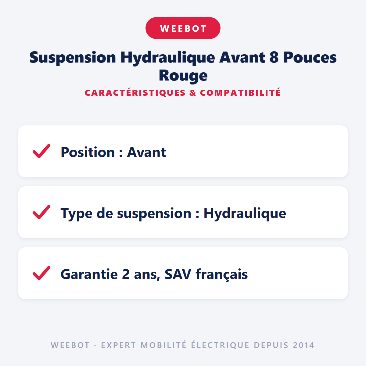 Suspension Hydraulique Avant 8 Pouces Rouge : caractéristiques et compatibilité