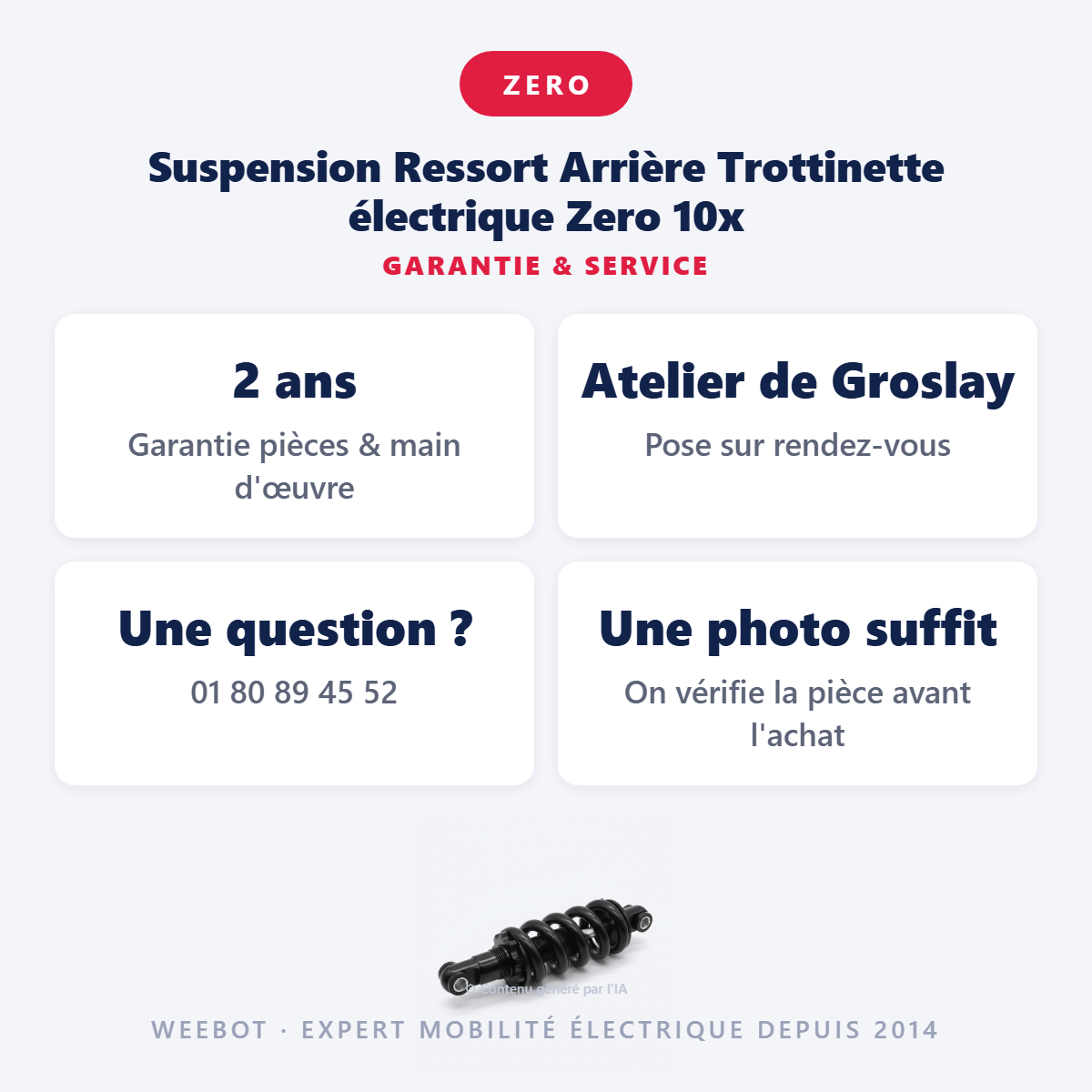 Suspension Ressort Arrière Trottinette électrique Zero 10x : garantie 2 ans et service après-vente