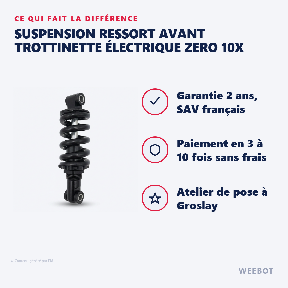 Suspension Ressort Avant Trottinette électrique Zero 10X : les points forts