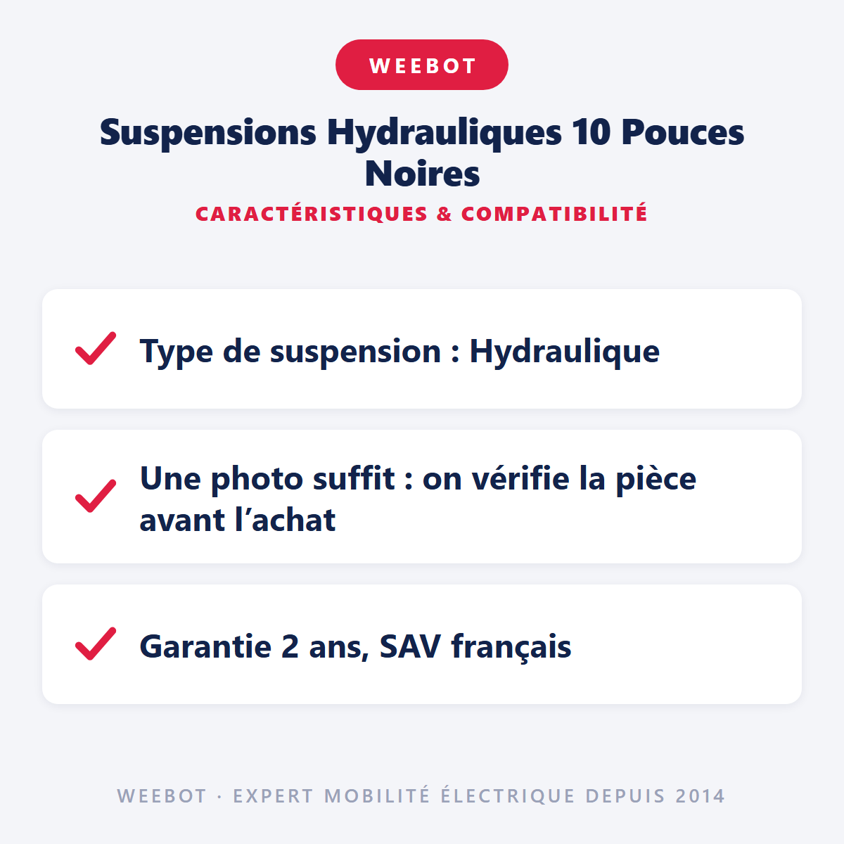 Suspensions Hydrauliques 10 Pouces Noires : caractéristiques et compatibilité