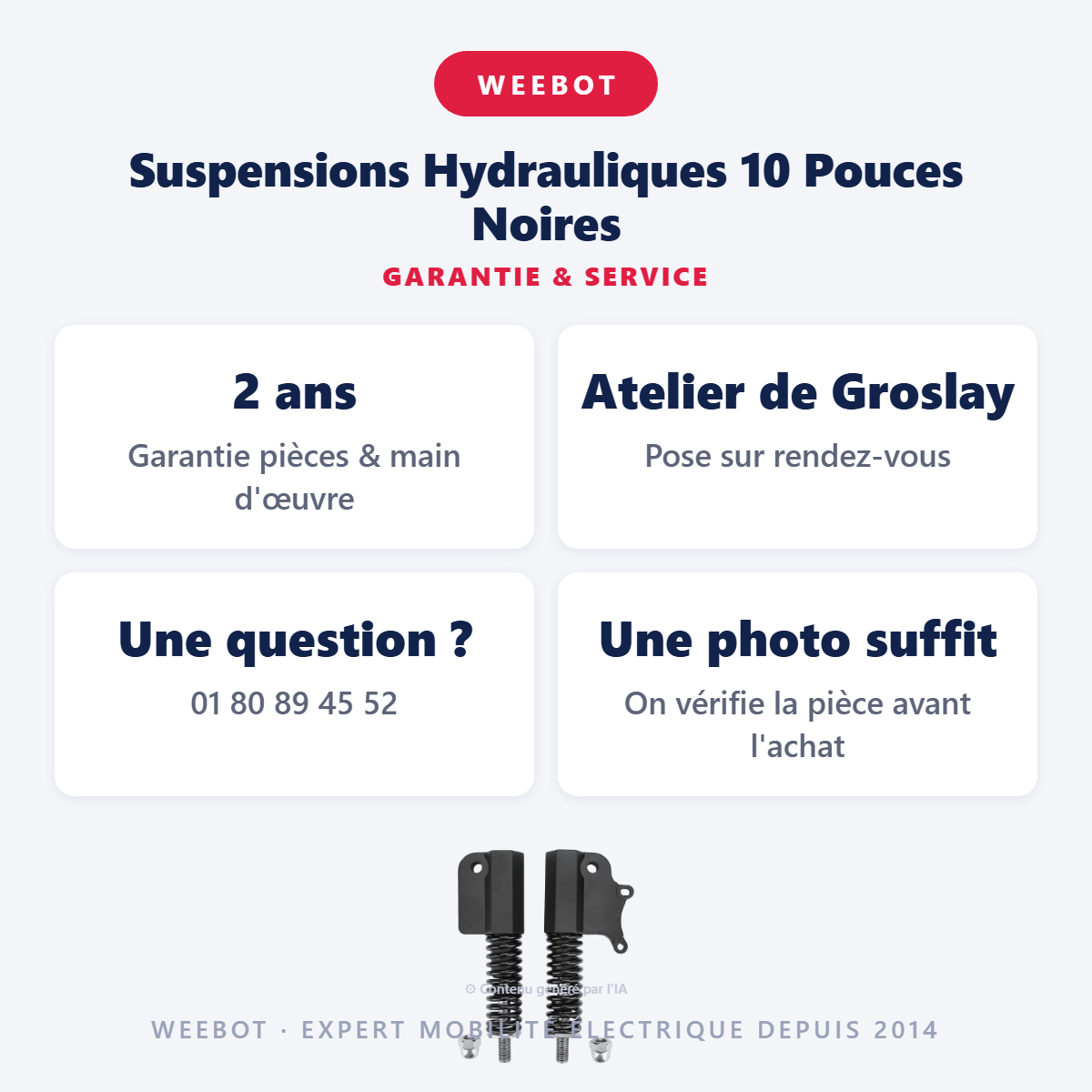 Suspensions Hydrauliques 10 Pouces Noires : garantie 2 ans et service après-vente