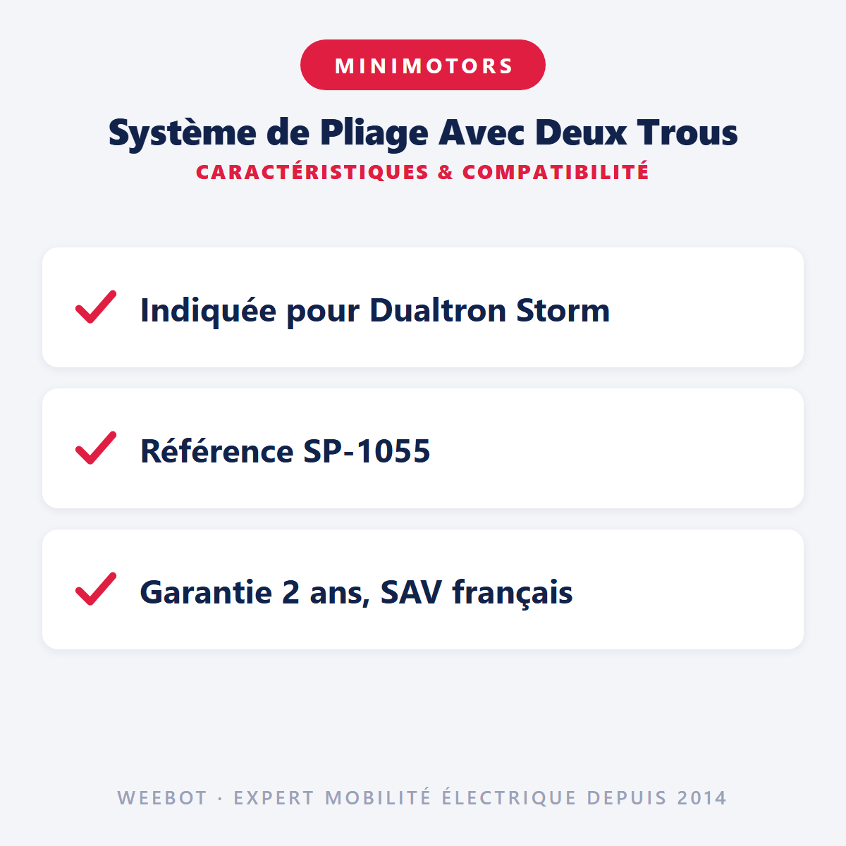 Système de Pliage Avec Deux Trous pour Trottinette Électrique Minimotors Dualtron Storm - Weebot