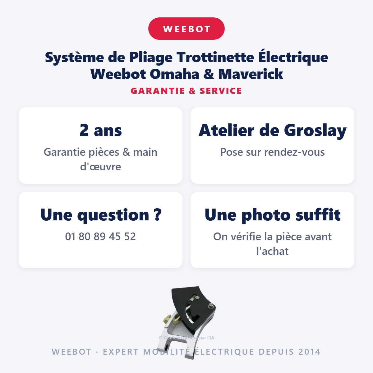 Système de Pliage Trottinette Électrique Weebot Omaha & Maverick : garantie 2 ans et service après-vente