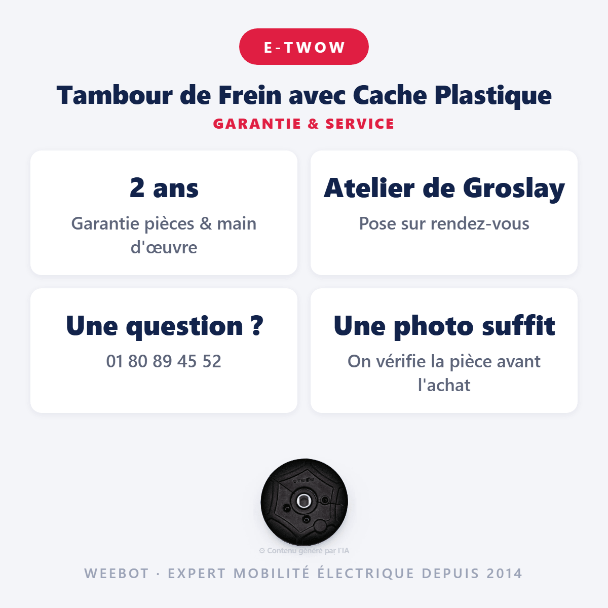 Tambour de Frein avec Cache Plastique pour Trottinette Électrique Etwow - Weebot